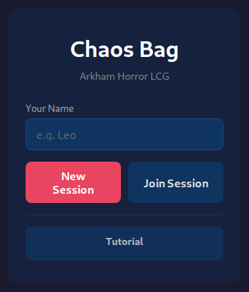 Landing screen showing New Session and Join Session buttons