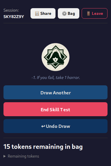 Active player's view after drawing a chaos token